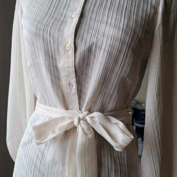 BRAND NEW, Express XXS swan button down blouse with hip tie - Picture 6 of 12